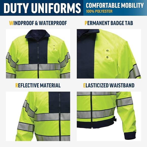 Flying Cross Layertech Hi Vis Jacket Reversible Safety Reflective, Navy Blue XXL - Picture 3 of 5